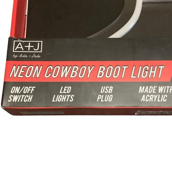 Neon Cowboy Boot Light A+J By Idea & Ink LED Red Light USB Plug Acrylic On/Off - Picture 5 of 10